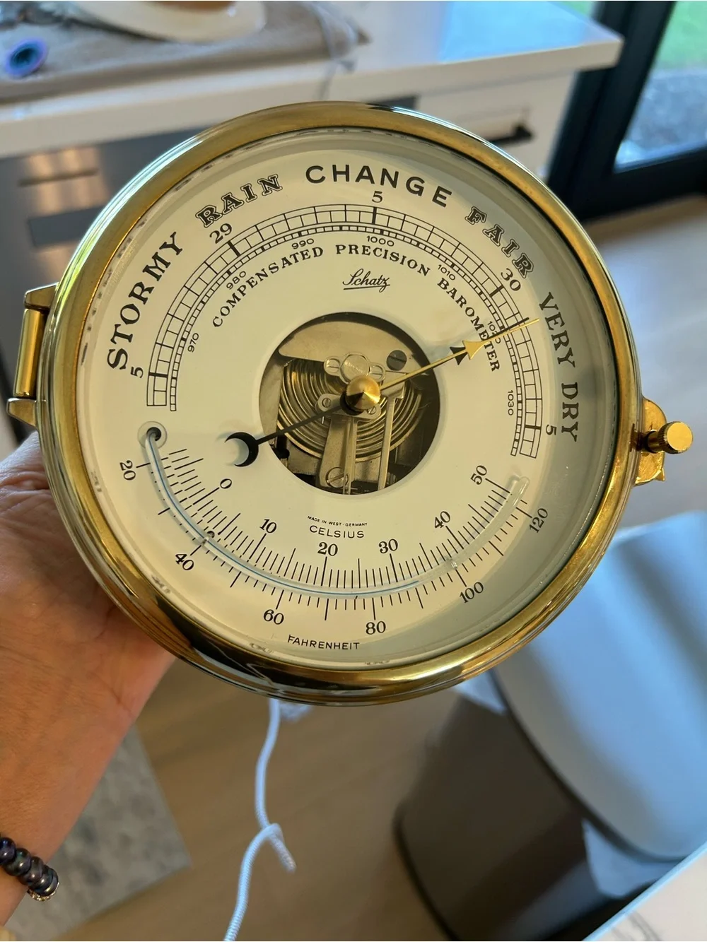 Vintage Schatz Compensated Precision Barometer from West Germany. Brush Brass